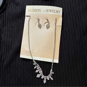 New Silver Studded Necklace and Earring Set